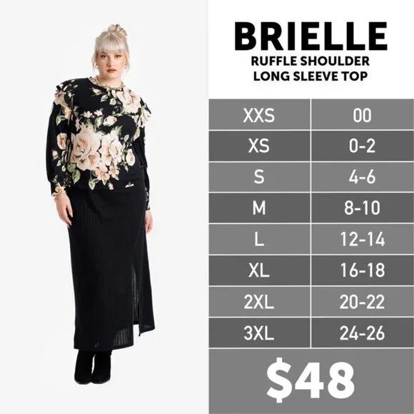 EUC - LULAROE - BRIELLE TOP - LONG SLEEVE - 2XL - Picture 8 of 8